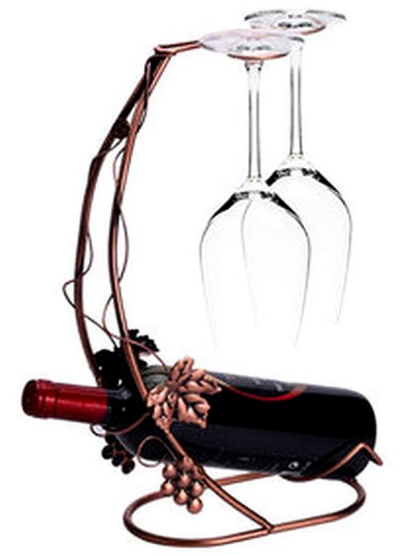 WG2 アンティーク調 葡萄 ワインラック ワイングラス ホルダー ワイン シャンパン ボトル スタンド インテリア レトロ (ブロンズ)