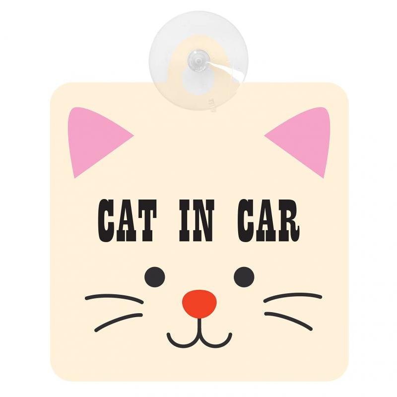 セーフティサイン DOG IN CAR CAT IN CAR 犬 猫 乗車 安全運転 吸盤タイプ あおり運転 対策 (ねこ)