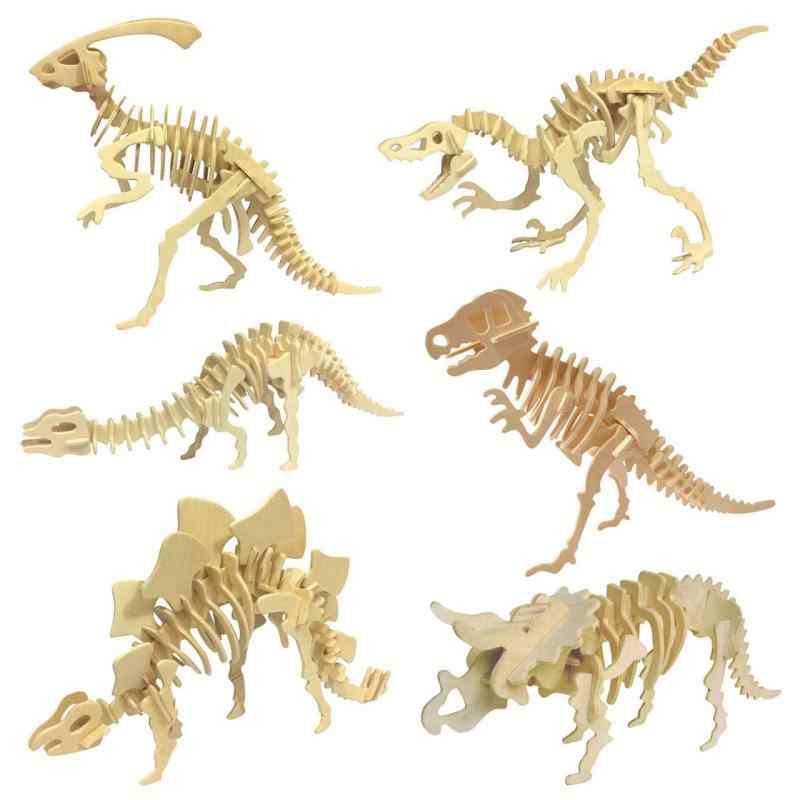 Mikuru 立体 恐竜 動物 木製 パズル 3D 立体パズル セット カラー 無色 工作 キット DIY 子供 大人 作る おもちゃ 知育玩具 玩具 模型 イ