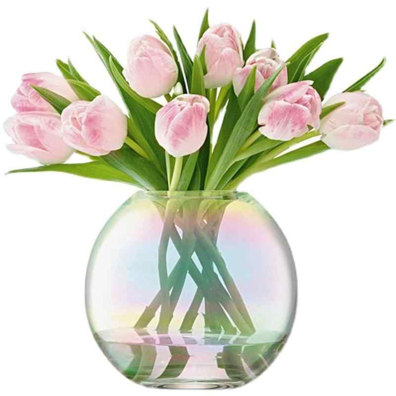 ガラス フラワーベース 花瓶 丸い 円形 丸型 花器 ガラス 大 おしゃれ 花瓶北欧 花瓶 20cm 花器 バスケット 花瓶 ガーデン ガラス グラデ