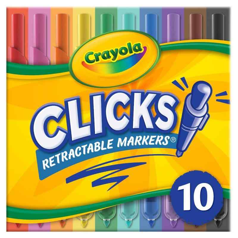 Crayola (クレヨラ) 洗えるマーカー ノック式ペン先付き 学用品 アートマーカー 10本 (クラシック)