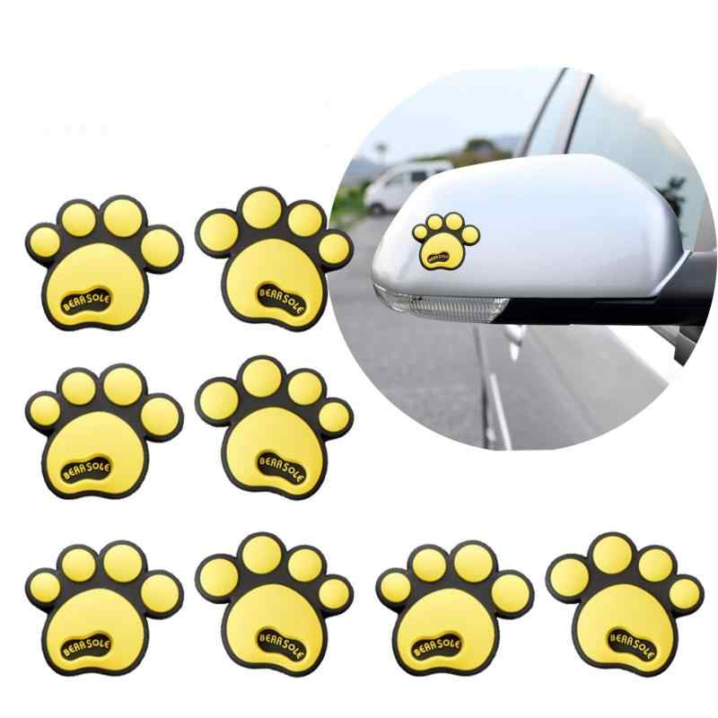 PIENSE 車 ステッカー ドアガード ドアパンチ 左右4セット 傷防止 汎用 扉 トランク 犬 猫 熊 動物 肉球 足跡 (左右4セット, イエロー)
