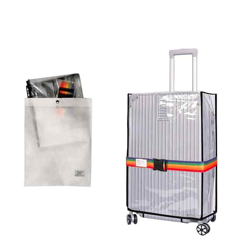 [Charming Club] スーツケースカバー 透明 防水 PVC素材 荷物 ベルト附 スーツケース 雨カバー 傷防止 汚れから守る 機内持ち込みサイズ