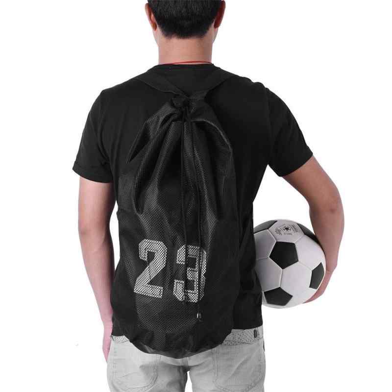ボールバッグ 大容量 メッシュ 収納袋 サッカー フットサル ボールケース 特大 収納バッグ 数個入れ 防水 厚手 肩掛け(ブラック)