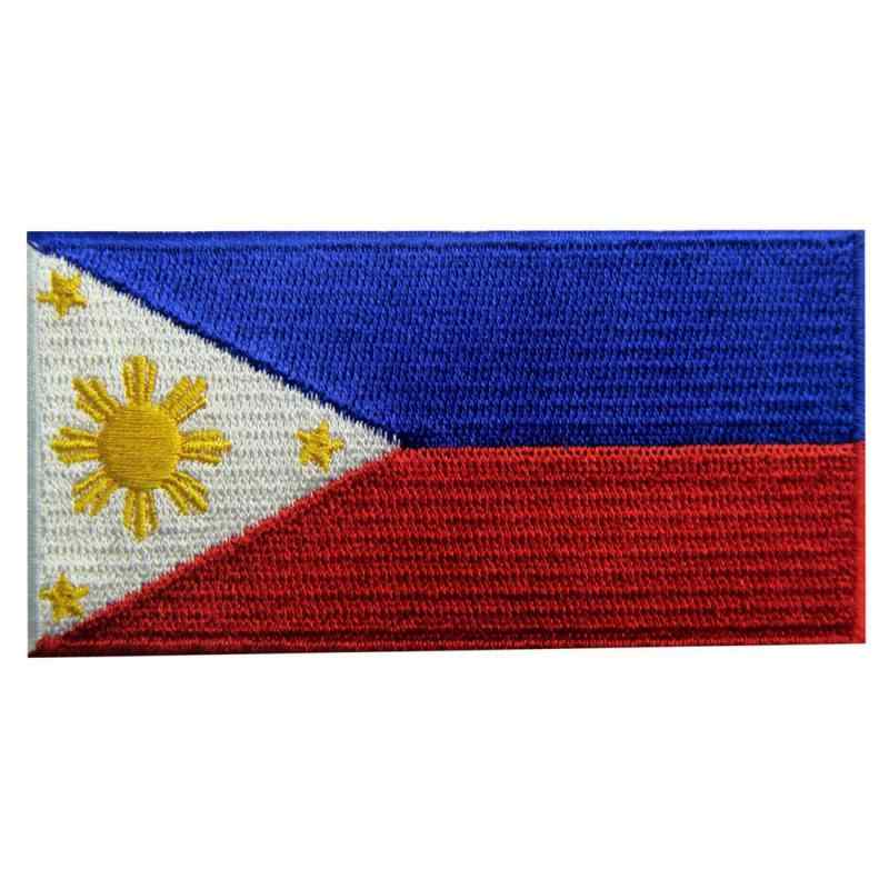 フィリピン 国旗 紋章 アップリケ 刺繍入りアイロン貼り付け/縫い付けワッペン