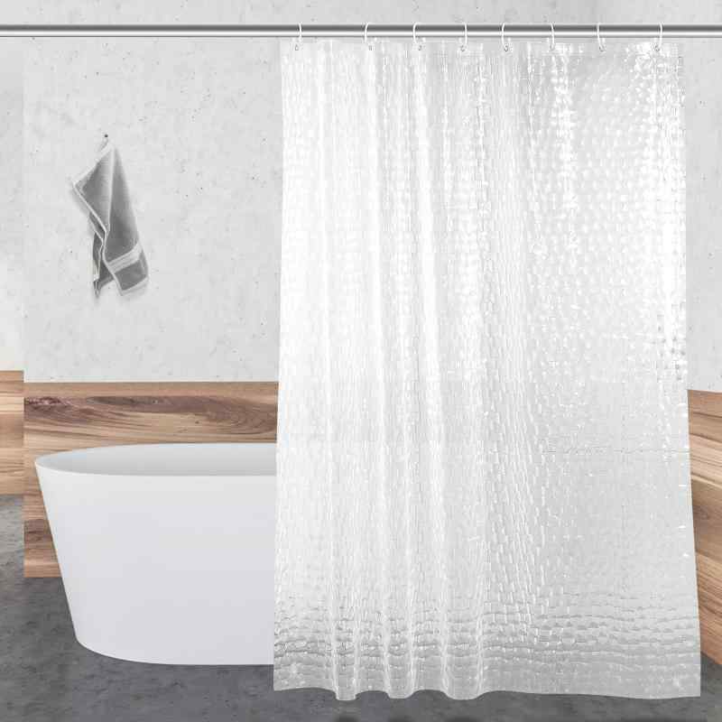 OTraki シャワーカーテン 半透明 防カビ 浴室カーテン 風呂カーテン 防水 3D 間仕切り 目隠し (丈180cm, 幅120cm)