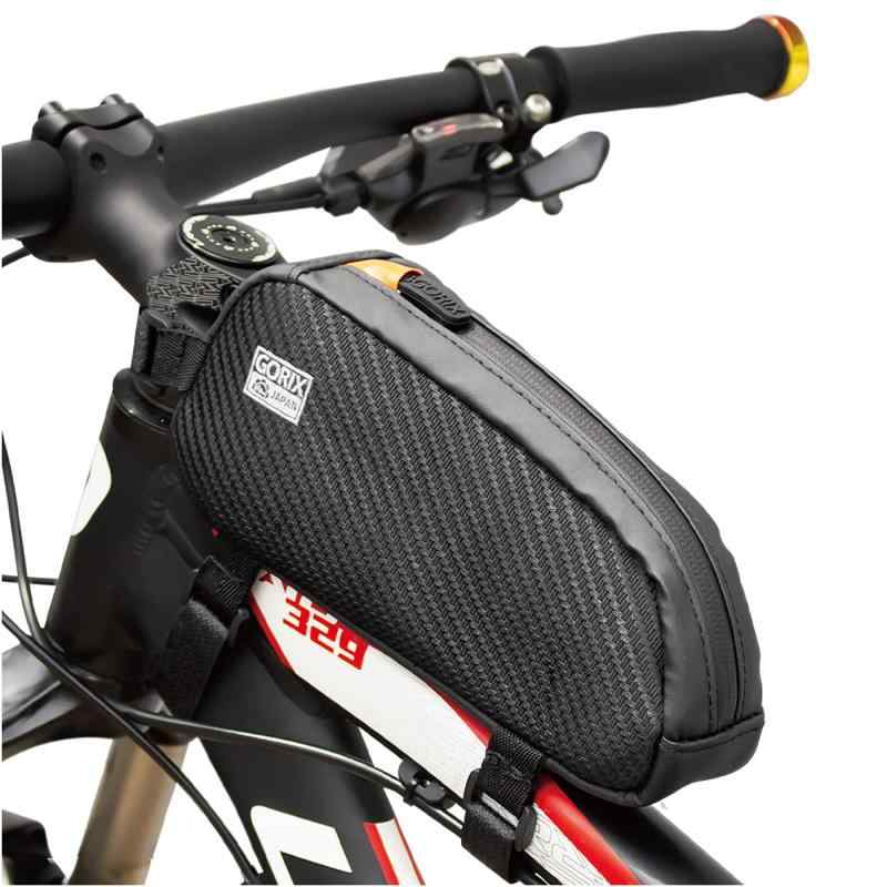 GORIX(ゴリックス) 自転車 トップチューブバッグ 防水 カモ柄 軽量 フレームバッグ フロント スマホ収納可能 止水ファスナー [ おしゃれ