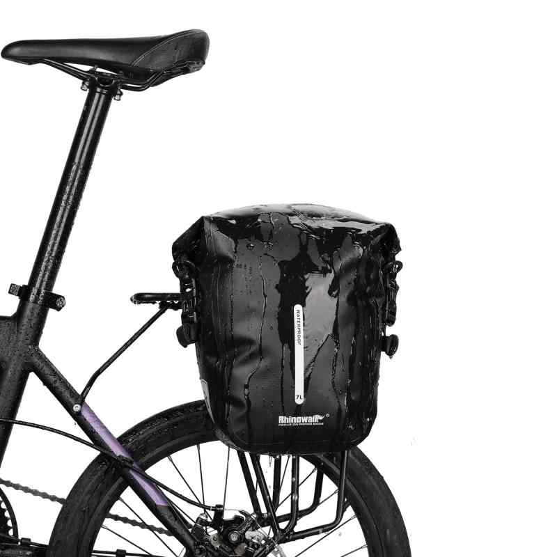 自転車 パニアバッグ 7L 防水 前後輪両用 折り畳み自転車 2WAY リアバッグ サイドバッグ (Black)
