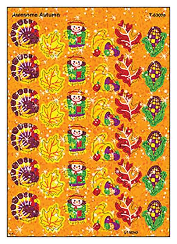 トレンド ごほうびシール キラキラ 秋 シール 72片 Trend Sparkle Stickers Awesome Autumn T-63008