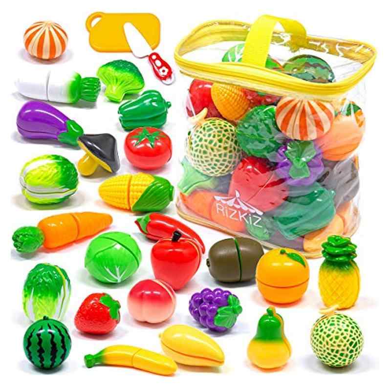 RiZKiZ おままごと 野菜 フルーツセット 詰め合わせ 全26種類 まな板＆包丁＆収納バッグ付 台所 お店屋さんごっこ おもちゃ キッチン ご