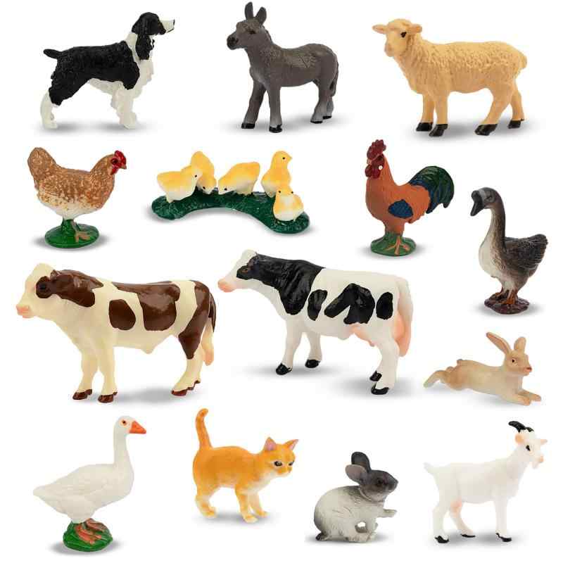 TOYMANY 14PCSミニ農場動物フィギュアセット ミニ動物フィギュア リアルな動物模型 養殖場 農場 家畜 PVCプラスチック製 おもちゃ 玩具