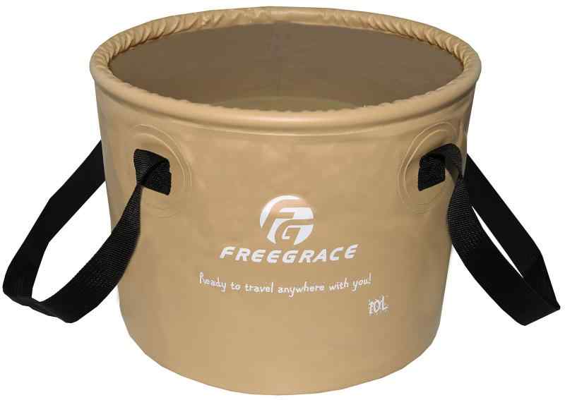 Freegrace 折りたたみ式 バケツ 持ち運び 畳めるデザイン 水の容器 水汲み 軽量 丈夫 便利 メッシュポケット付 複数色 複数サイズ コンパ