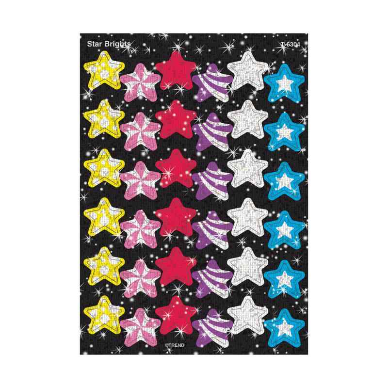 トレンド ごほうびシール キラキラ カラフル スター シール 72片 Trend Sparkle Stickers Star Brights T-6304
