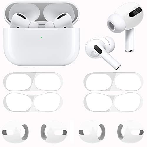 GOCROWEEN for Airpods pro 2 用 ダストステッカー 2ペア+イヤピース 2ペア (銀+白)