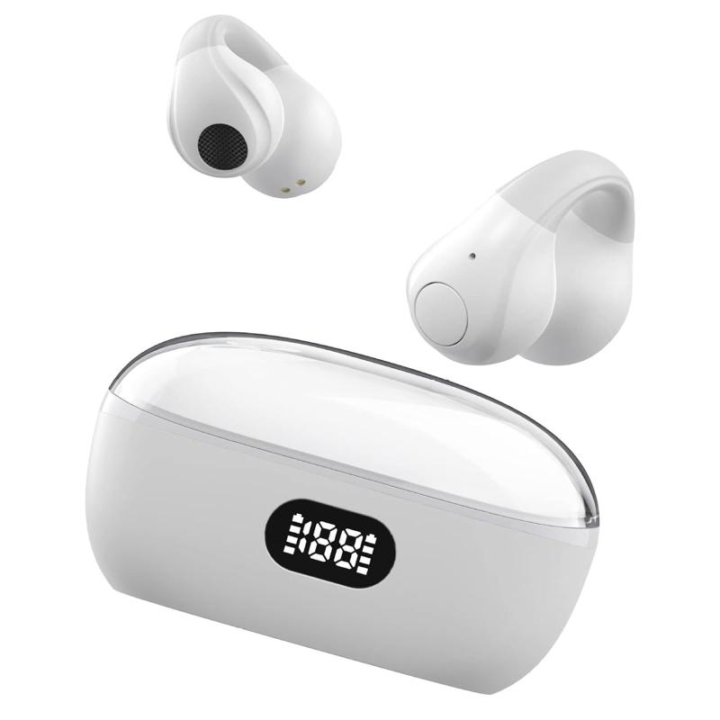 【2023新登場 Bluetoothヘッドセット】Bluetoothイヤホン 耳を塞がない ワイヤレスイヤホン bluetooth 5.3+EDR マイク付き 耳挟み式 空気