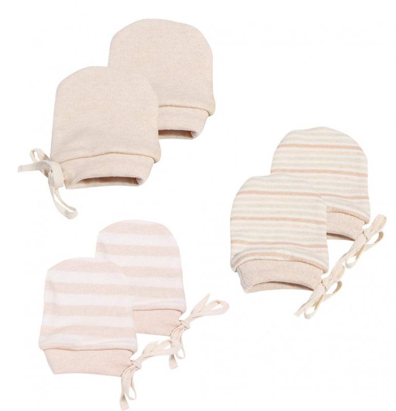 [MOMSMENU] ベビーミトン 新生児 赤ちゃん 手袋 オーガニックコットン 装着しやすい 紐を長くしました 調節可能 3組セット 新生児から12
