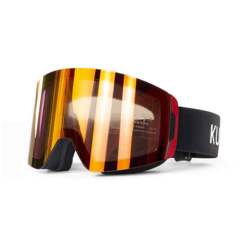 [KULUSUPA] スノボ ゴーグル 柱面レンズ スキーゴーグル メガネ対応 2層磁気レンズ 曇り止め 180°広視野 UV400 紫外線カット 3層スポン
