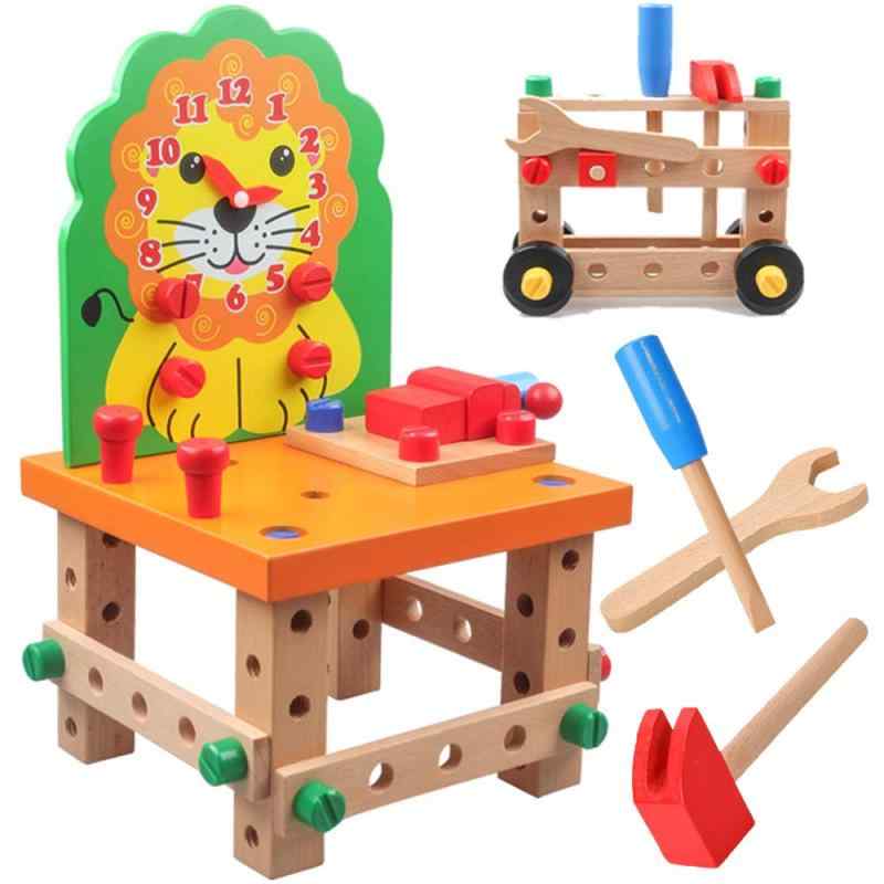 CORPER TOYS 大工さん 木製 組み立ておもちゃ ５６点セット ネジ止め 工具ごっこ遊び 大工さんおままごと ねじ ハンマー 車 椅子 ロボッ