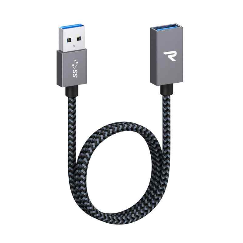 Rampow USB3.0 延長ケーブル USB 延長 高速データ転送 aオス-aメス USBケーブル 延長コード 付き (0.5m, 黒)