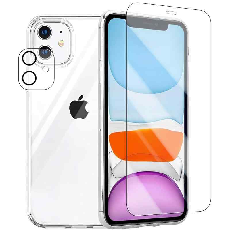 Wekrsu-携帯電話・スマートフォンアクセサリ-ケース・カバー ケース + ガラスフィルム + カメラフィルム (iPhone11 ケース ガラス カメラ