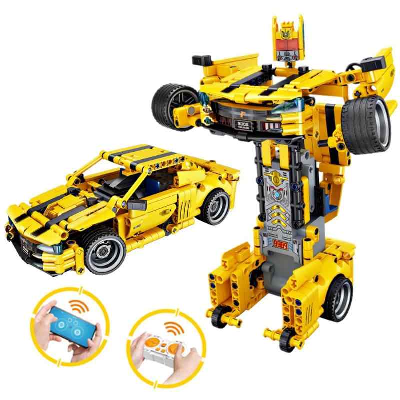 ラジコンカー リモコンカー 車おもちゃ レースカー 積み木 組み立て 変形ラジコンカー 知育玩具 子供向け RCカー こども向け 2.4GHz APP