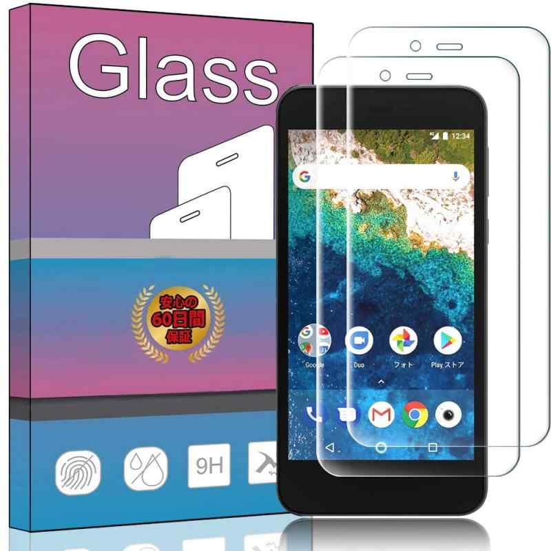 PCduoduo フィルム 強化ガラス 液晶保護フィルム ガラスフィルム ガラス飛散防止 指紋防止高精細 表裏面保護 透明 (2枚 Android One S3)