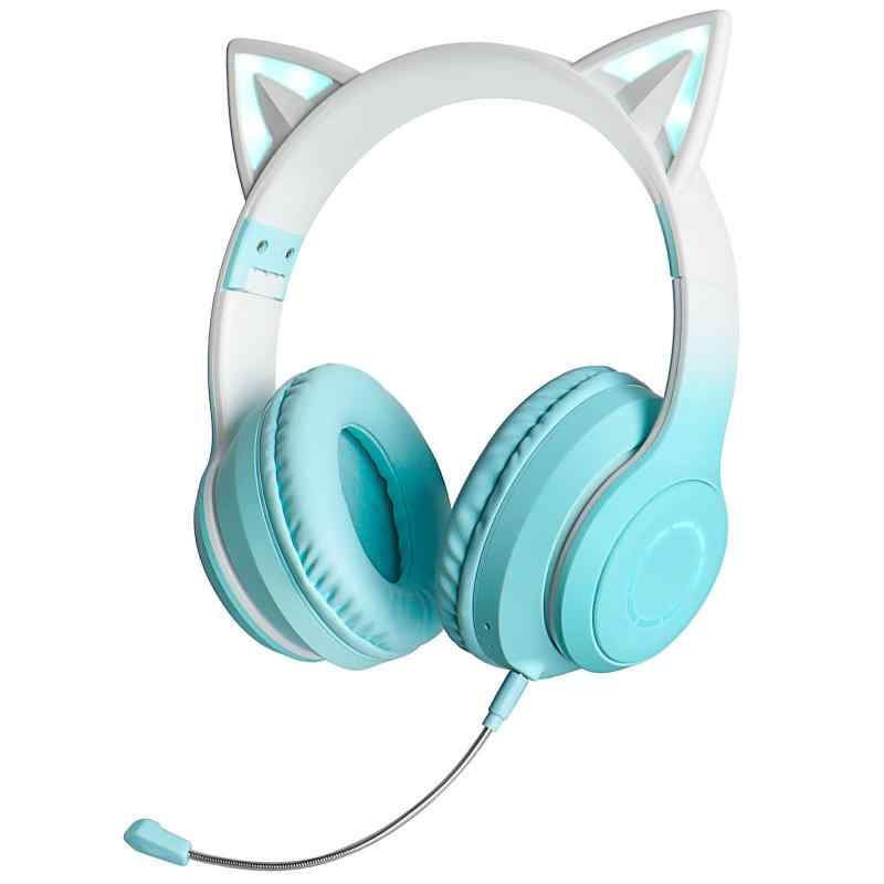GHDVOP ねこみみ ヘッドフォン 猫耳ヘッドホン ワイヤレスヘッドフォン LED付き キラキラ 虹色変換 Bluetooth5.1 マイク付き 日本語取扱