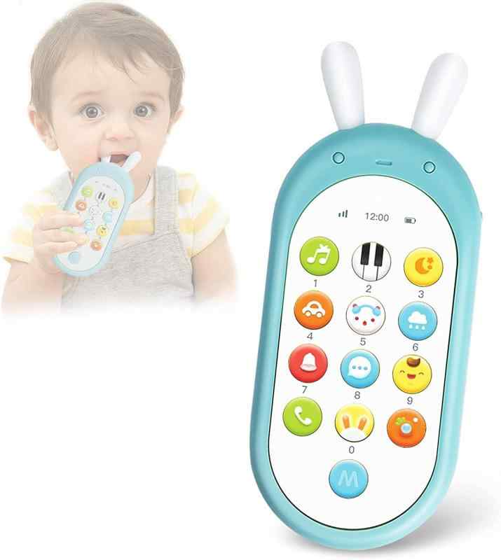 Richgvスマートフォン 電子玩具電話6カ月〜36カ月 赤ちゃん 幼児 子ども 幼児 おもちゃ 知育玩具 知育 学習 英語 外国語 指遊び (ブルー)