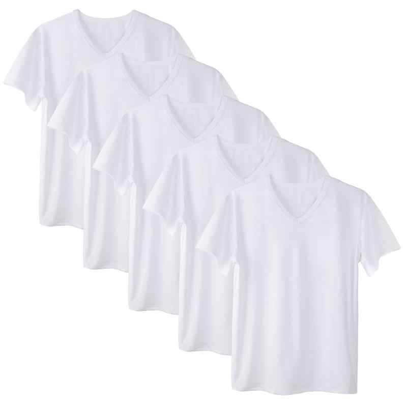 [SEDORELAR] [５枚組] インナーシャツ メンズ 肌着 防菌防臭 Vネック半袖 白/グレー (ホワイト, XL)