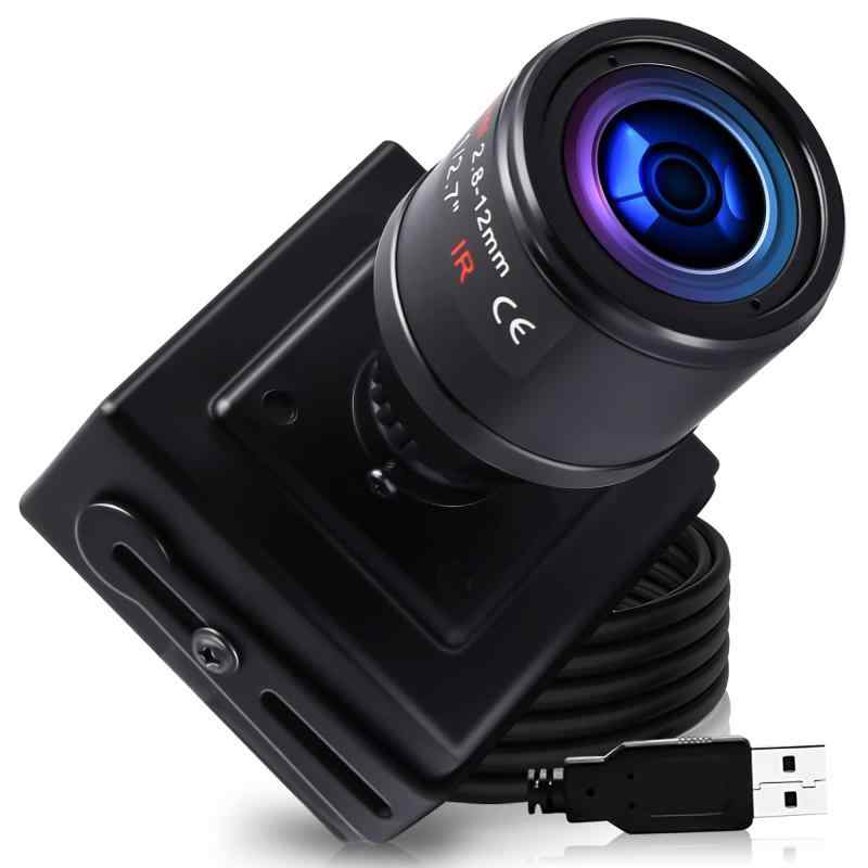 ELP ズームUSBカメラ 1080P Webカメラ 接写 200万画素 低照度 ウェブカメラ マイク内蔵 2.8-12mm可変焦点レンズ Web会議用カメラUVC PC H