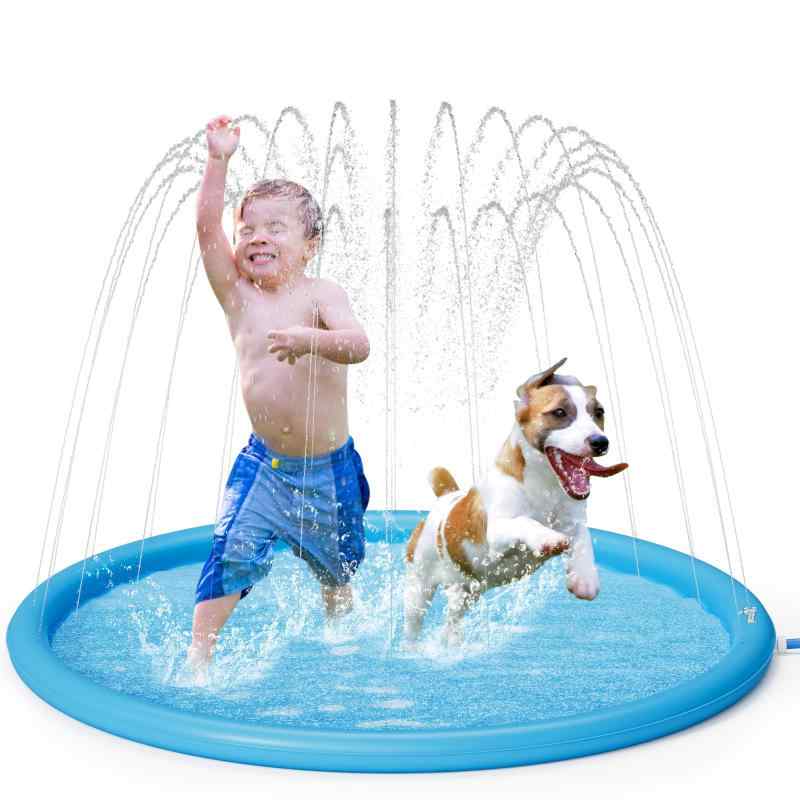 ペキュートPecute 噴水マット 犬用噴水プール ペット用 プレイマット 水遊び 噴水 おもちゃ 親子遊び 家庭用 噴水プール 夏の日 芝生遊び