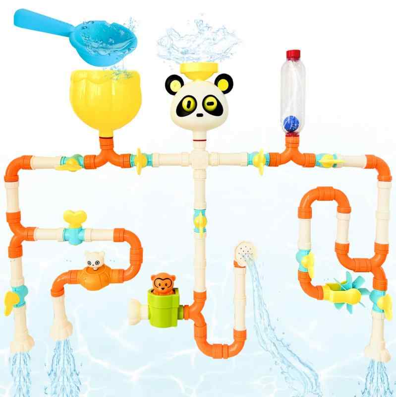 CORPER TOYS お風呂おもちゃ おふろおもちゃ 水流れ 水遊び パイプ 蛇口 組み立て おもちゃ パンダ定番 バストイ シャワー 噴水 ひしゃく