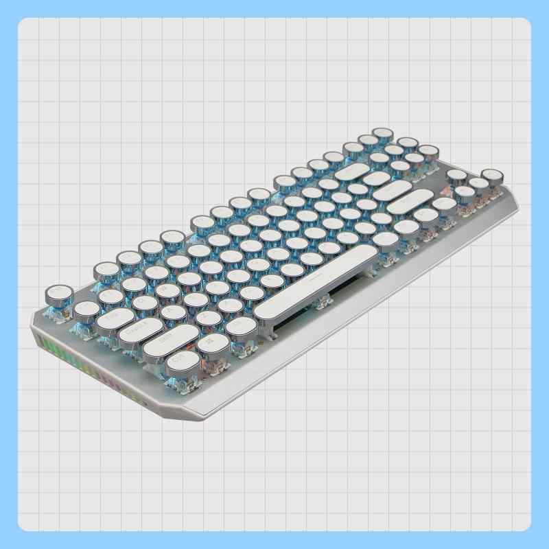 OUSEITECH メカニカルキーボード ゲーミングキーボード タイプライター風 87キー RGBライト スチームパンク 防衝突 有線・無線・Bluetoot