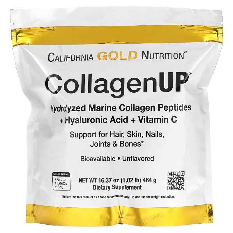 California Gold Nutrition, CollagenUP（コラーゲンアップ）、海洋性加水分解コラーゲン＋ヒアルロン酸＋ビタミンC、プレーン、464g（16