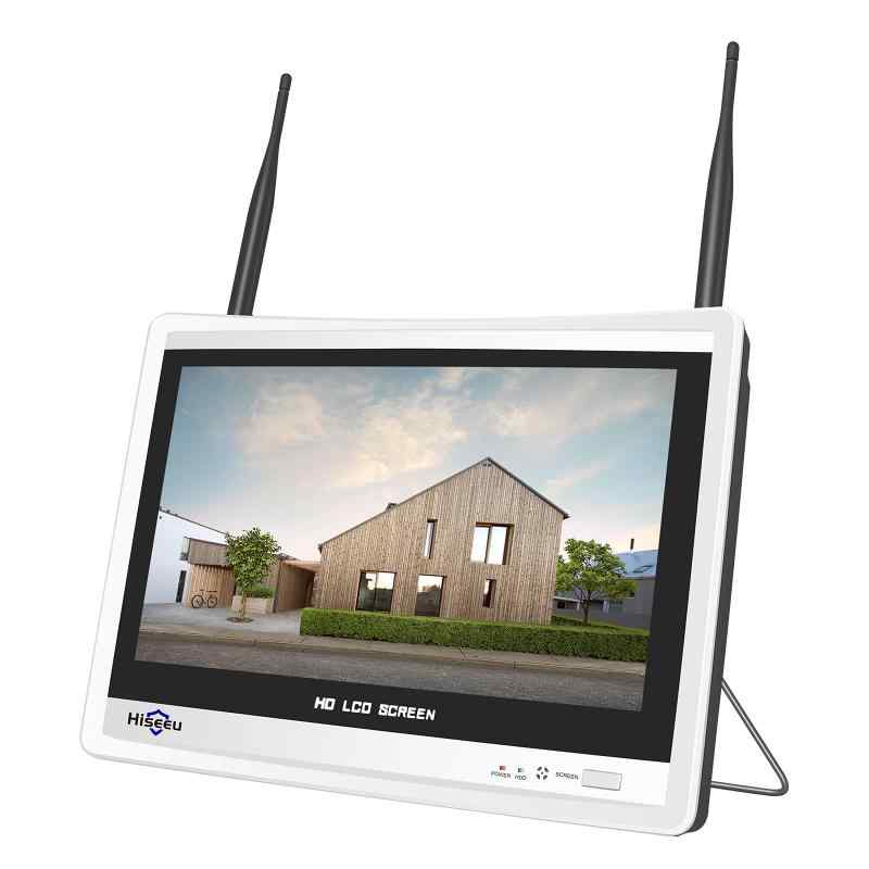 12 LCD ワイヤレス WiFi NVR 8 チャンネル 1944P/500万画素モーション検出ゾーン 内蔵スピーカー 24/7録画 電源ケーブルとHDDは含まれま