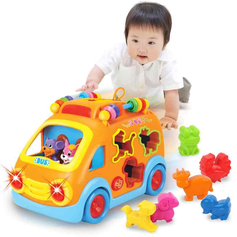 KaeKid 多機能 車 おもちゃ 赤ちゃん 音楽バス 音と光 知育玩具 早期開発 指先訓練 聴覚発達 色認知 動物認知 1歳 男の子 女の子 1歳児