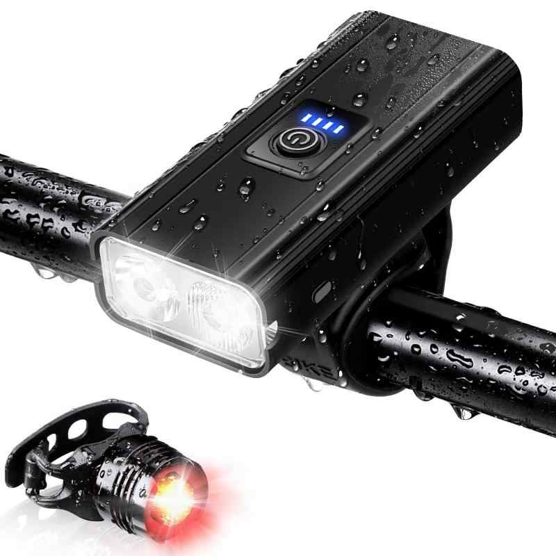 自転車 ライト 大容量4800mAh USB充電式 自転車ヘッドライト 6つ調光モード IPX5防水 電池残量表示 停電対応 防災 緊急対応 日本語説明書