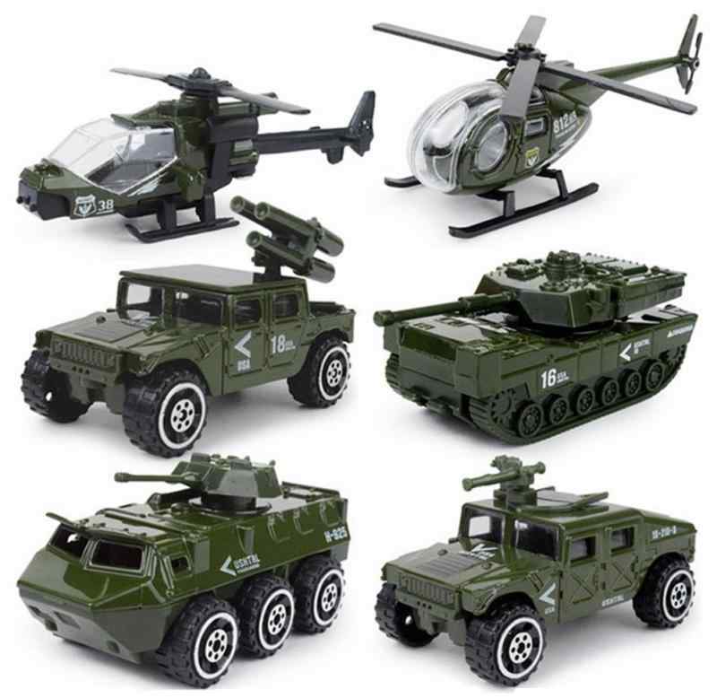 UiiQ ミニカー 6台セット 戦車コレクション 自衛隊 軍事車両 戦闘車両 ヘリコプター 男の子 おもちゃ モデルカー 1/87 （合金＆プラスチ