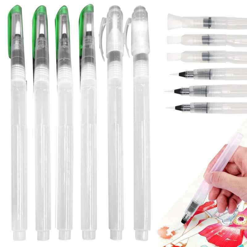 水筆 【6本】水筆ペン 水彩ブラシペン 水彩色鉛筆 お手入れ簡単、大容量、多用途、画材、子供向け、初心者向け、筆塗り、お絵かき