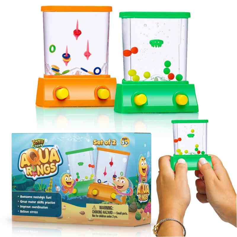 (ヨヤ・トーイズ) YoYa Toys 手持ち式ウォーターゲーム - フィッシュリング投げとバスケットボール・アクア・アーケードおもちゃの2個セ