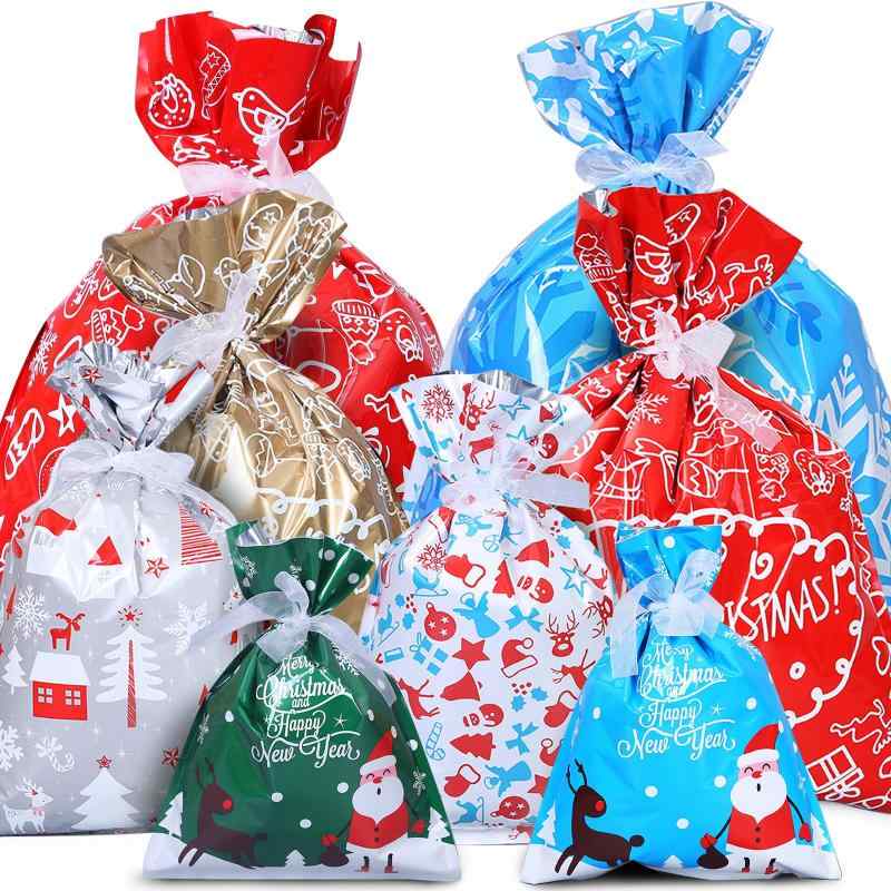 クリスマス ラッピング 袋 16枚入 プレゼント 袋 グリーティングバッグ ギフトバッグ 4サイズ 小 中 大 特大（S〜XL） 8デザイン カラフ