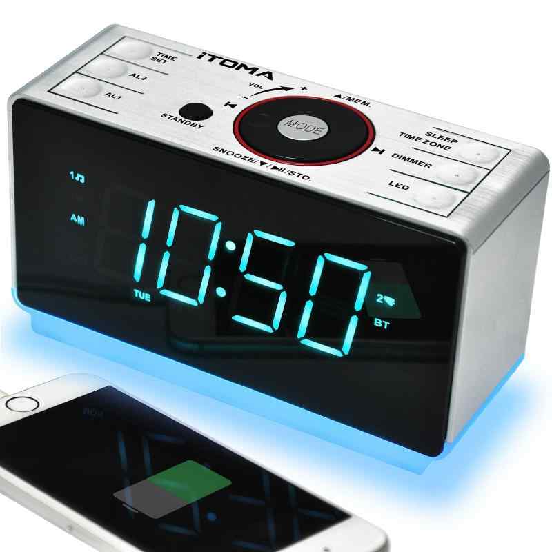 時計 目覚まし時計 FMラジオ ラウドライト Bluetooth デュアルアラーム USBポートアラーム LED時計 ナイトライト 時計 スリープ iTOMA CK