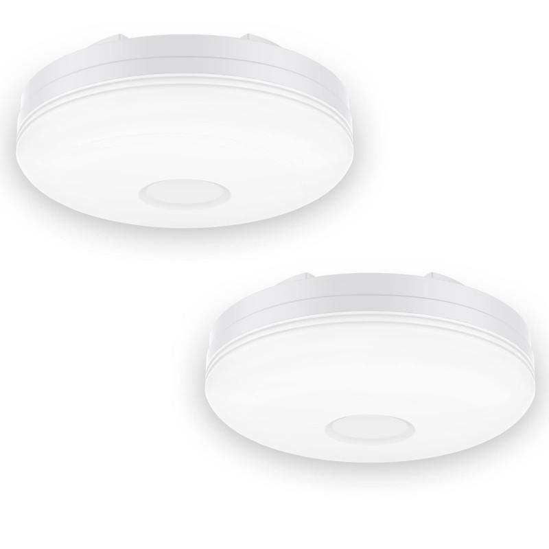 aurogeek LEDライト小型 照明器具 天井 シーリング 内玄関 廊下灯 天井照明 簡単取付 昼白色 900lm (2個セット 常時点灯, 昼白色)