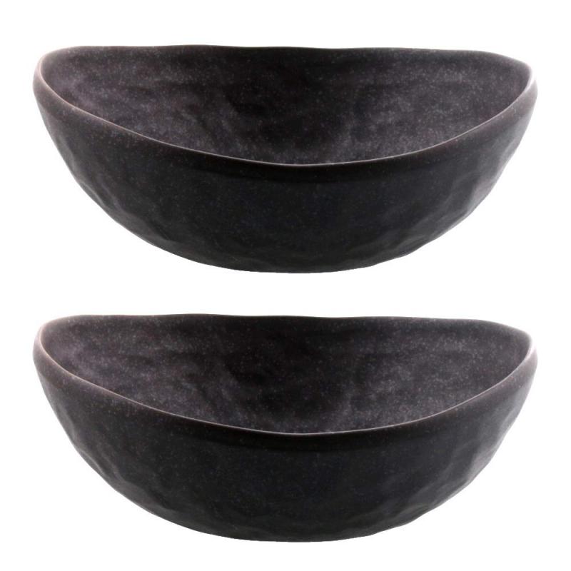 テーブルウェアイースト 和の楕円鉢 ディナー食器セット 皿 皿セット 大鉢 丼ぶり (黒マット 2個セット)