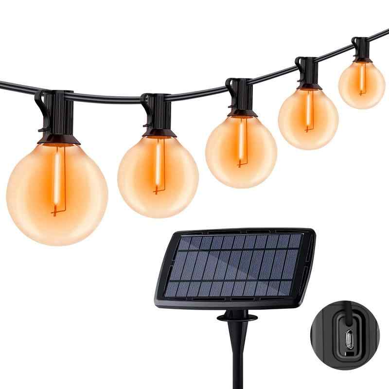 【ソーラー充電およびUSB充電】Cshare ソーラー LED ストリングライト イルミネーションライト USB充電可能 防雨型 E12ソケット25個 LED