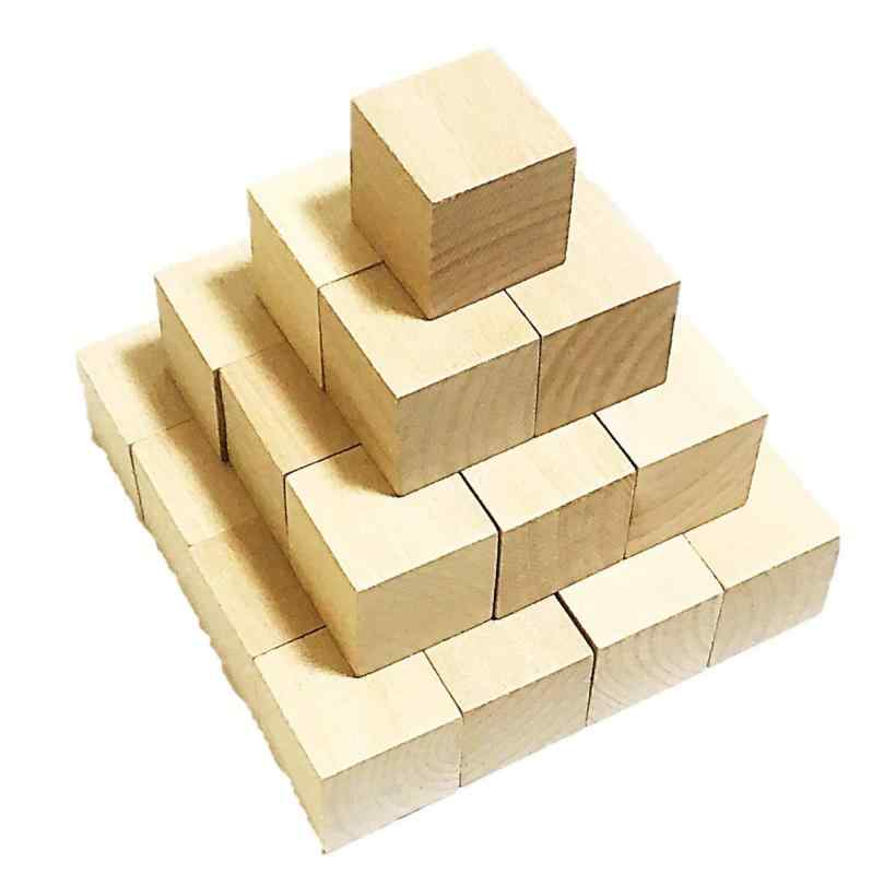 木製 ブロック 30個セット 玩具 積み木 図形 算数 立方体 おもちゃ (01 原木 3？×3？)