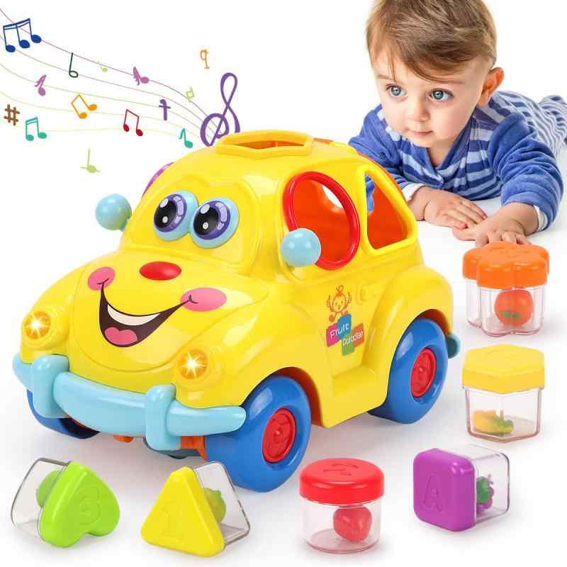 Qizebaby 赤ちゃん おもちゃ 多機能 車 おもちゃ 音楽バス 音と光 知育玩具 早期開発 図形認知 指先訓練 色認知 1歳 おもちゃ 男の子 女