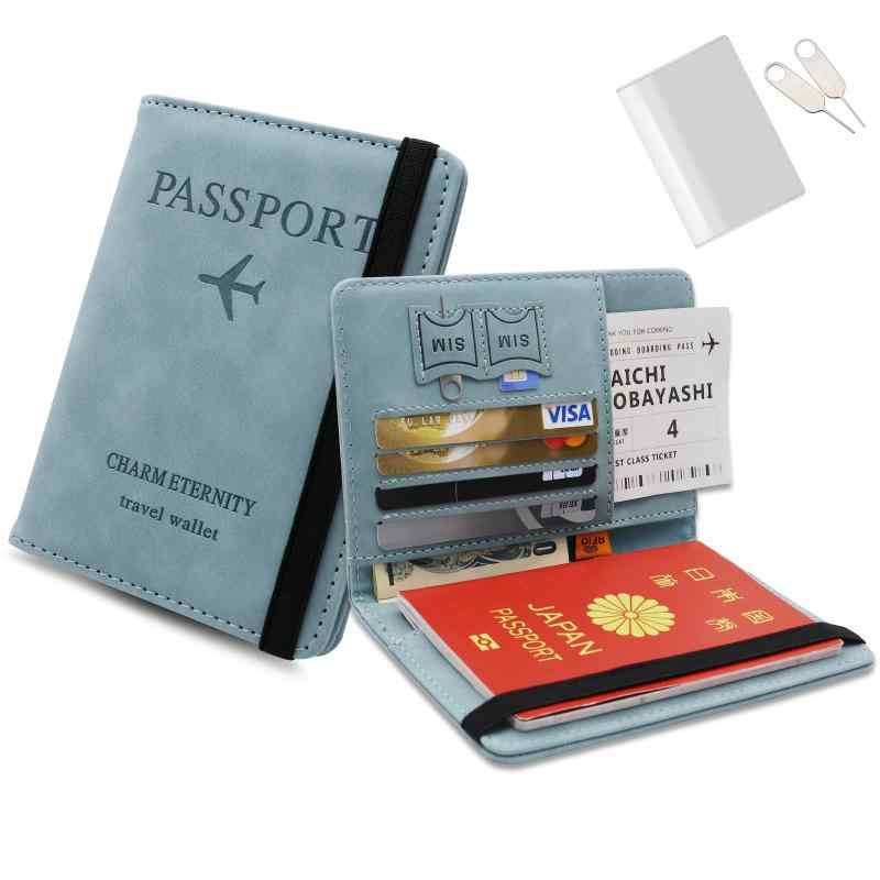 [GOKEI] パスポートケース スキミング防止 レザー 上質 パスポートカバー カバー パスポート 多機能収納 盗難防止 セキュリティ 大容量