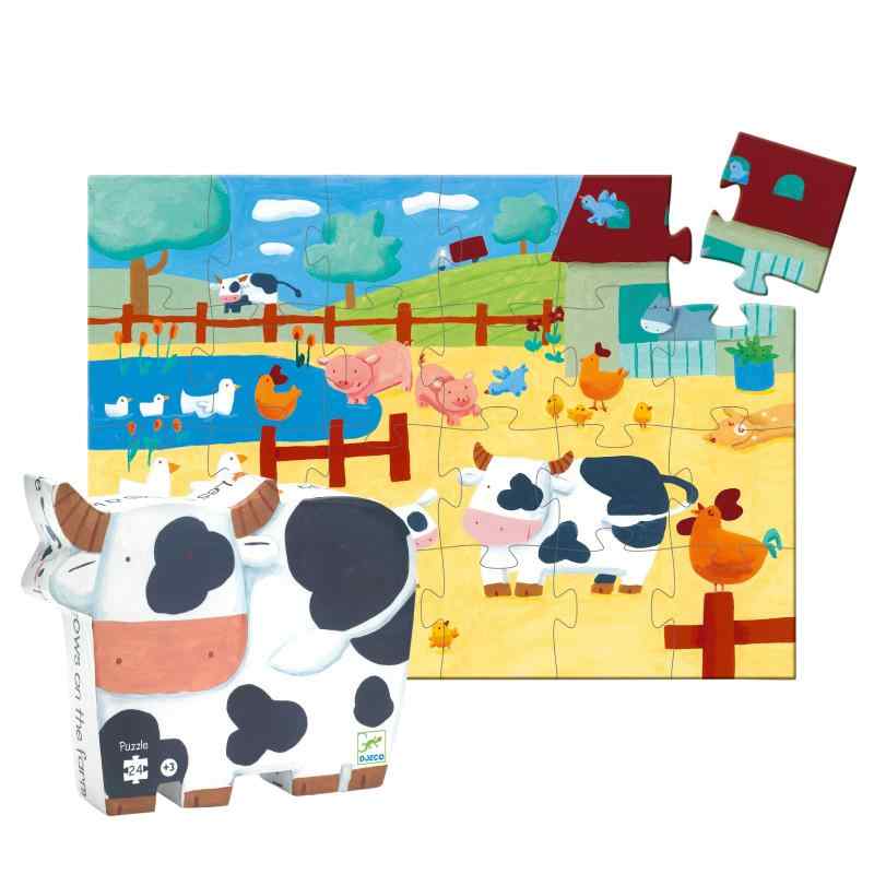 [ DJECO ジェコ シルエットパズル カウオンザファーム ] ジグソーパズル 動物 牛 3歳 プレゼント 24ピース 知育 (DJ07205)