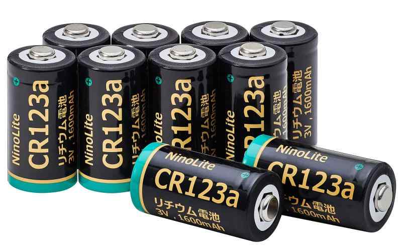 NinoLite CR123a リチウム電池 10個セット 大容量 1600ｍAh、スマートロック 電動玄関ロック ヘッドライト 観測器 フィルムカメラ フラッ